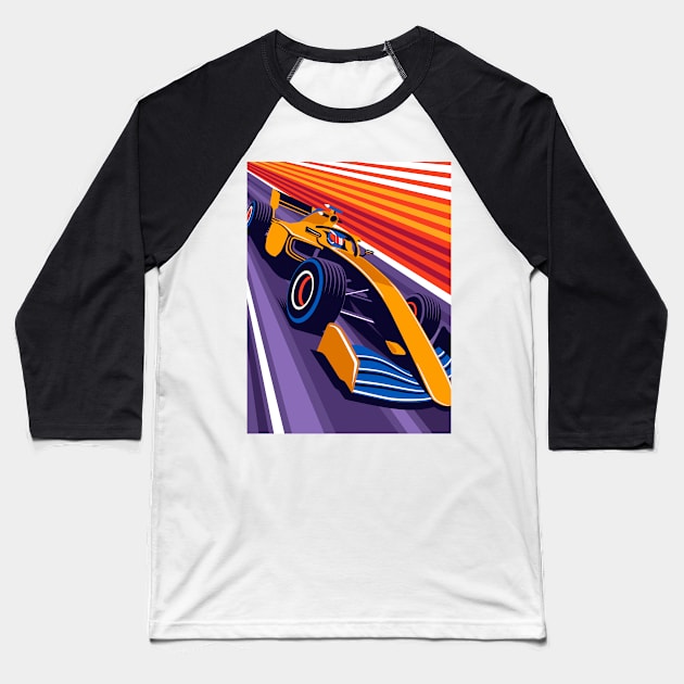 Orange Car - Racing Team Baseball T-Shirt by RaceCarsDriving